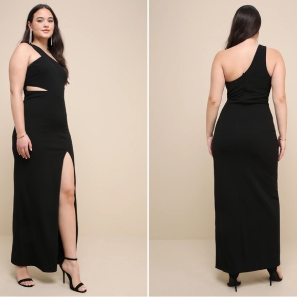 LULU's Sexy Prom Wedding Bridesmaid One Shoulder Chic Mermaid Maxi Dress - Picture 4 of 6